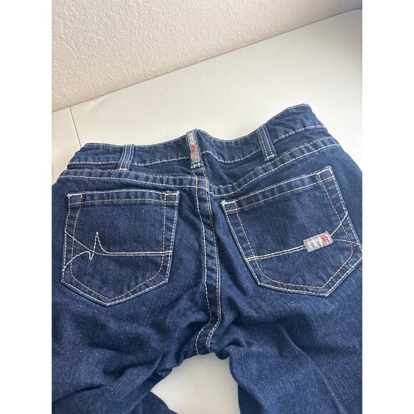 Ariat Fire Resistant Midrise Dark Blue Wash Bootcut Work Jeans Size 28 Short - Picture 11 of 15